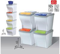 BAMA Poker 4 x 20 LT Color Recycling Bin Waste Bin Set, Plastic, 80L
