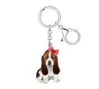 BAMAY Acrylic Basset Hound Keychain Dog Key Chain Accessories Dog Lover Gifts for Women Kids Backpack Girls Purse Bag Charms (Brown)