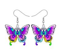 BAMAY Acrylic Cute Butterfly Earrings Insects Dangle Butterfly Gifts for Women Girls Spring Butterfly Jewelry (Lilac)