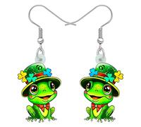BAMAY Acrylic Cute Green Frog Earrings Dangle St Patrick's Day Frog Gifts for Women Girls Kids Charms Jewelry