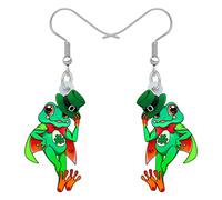 BAMAY Acrylic Cute Green Frog Earrings Dangle St Patrick's Day Frog Gifts for Women Girls Kids Charms Jewelry