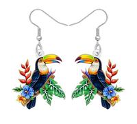 BAMAY Acrylic Cute Toucan Bird Earrings Tropical Floral Margarita Cocktail Glass Dangle Flower Summer Jewellery Bird Lover Gifts for Women Mom (Multicolor)