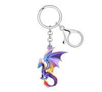 BAMAY Acrylic Dragon Keychain Accessories Cool Stuff for Teens Fantasy Dinosaur Key Charms Dragon Gifts for Women Girls Boys (Purple)