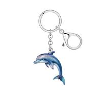 BAMAY Acrylic Fun Dolphin Keychain Ocean Fish Keyring Animal Keychains Dolphin Gifts for Women Girls Backpack Accessories (Blue)