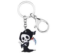 BAMAY Acrylic Halloween Anime Grim Reaper Keychain Charms Horror Gifts for Women Girls Car Key Chain Purse Bag Accessories (Black)