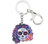 BAMAY Acrylic Halloween Skull Keychain Accessories Car Keys Purse Bag Charms Horror Sugar Skull Gifts for women Girls (Purple)