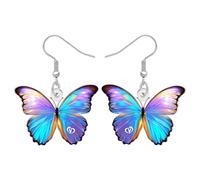 BAMAY Acrylic Insects Monarch Butterfly Earrings Dangle Jewellery Blue Morpho Butterfly Earrings for Women Girls Charms Gifts (Violet)