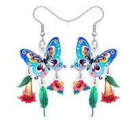 BAMAY Acrylic Layered Butterfly Earrings Dangling Lightweight Morpho Butterfly Jewellery Summer Spring Garden Gifts for Women Gardeners Mom (Multicolor)