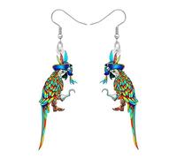 BAMAY Acrylic Macaw Parrot Earrings Dangle Hawaiian Jewelry Tropical Bird Earrings for Women Spring Summer Vacation Gifts, M, Acrylic, No Gemstone