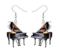 BAMAY Acrylic Piano Earrings Dangling Funny Womens Jewellery Music Teacher Gifts for Piano Players Music Lovers Musician Musical Jewellery (Black)