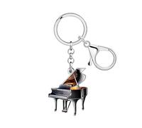 BAMAY Acrylic Piano Keychain Music Jewellery Keyring Musician Gifts for Music Teacher Women Backpack Accessories Key Bag Charms (Black)