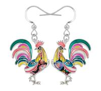 BAMAY Alloy Handmade Rooster Chicken Earrings Enamel Charms,Farm Animals Earrings Dangle Funky Boho Jewellery Accessories Chicken Gifts for Women Mom Farmer (Multicolor)