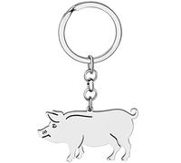 BAMAY Couples Pig Keychain Stainless Steel Cute Piggy Keyring Gifts for Women Girls Lovers Car Key Handbag Charms Decorations (Silver)