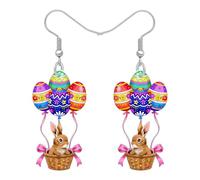 BAMAY Cute Acrylic Easter Eggs Bunny Earrings for Women,Floral Rabbit Earrings Spring Holiday Jewelry Accessories Easter Basket Gifts for Mom Birthday, M, Acrylic, No Gemstone