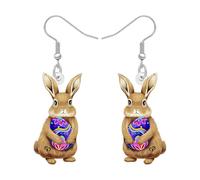BAMAY Cute Easter Eggs Bunny Earrings for Women,Acrylic Hare Rabbit Earrings Spring Holiday Jewelry Easter Gifts for Women Accessories Prom, M, Acrylic, No Gemstone