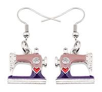 BAMAY Enamel Alloy Cute Sewing Machine Earrings Vintage Jewelry Quilting Gifts for Women Quilters Seamstress (Purple)