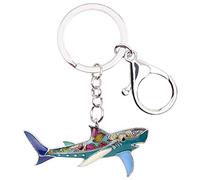 BAMAY Enamel Alloy Shark Keychains Ocean Fish Bag Keyrings Sea Life Jewelry for Women Girls Charms (Navy)