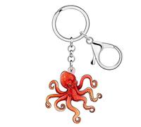 BAMAY Novelty Octopus Keychain Acrylic Backpack Accessories Car Key Keyring Ocean Animals Gifts for Women Girls Party Charms (Red)