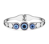 BAMAY Resin Evil Eye Bracelets Stainless Steel Plated Silver 18K Gold Bracelet for Women Girls Bangle Bracelet Charms (Plated Silver)