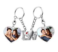 Bamaystar Personalised Keychains with Photos - Gifts for Couples Lovers Newlyweds, Double Sided Custom Picture Keychains, Gifts for Her Him for Anniversary Birthday Valentine's Day, Wedding Gifts