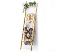 BAMBANG 6-Tier Blanket Ladder for Living Room, Blanket Quilt Ladder Rack Rustic Decorative Towel Holder, Wall Leaning Blanket Ladder Shelf Storage Farmhouse Decor for Bedroom Bathroom, Natural