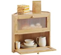 BAMBANG Corner Bread Box for Kitchen Countertop, Double Layer Bamboo Bread Storage Container, Farmhouse Large Bread Bin Counter Top, Wooden Breadbox Holder for Homemade Bread, Natural