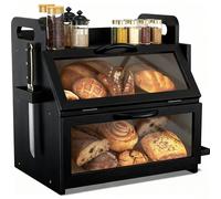 BAMBANG Extra Large Bread Box (Black, Large)