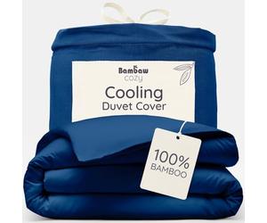 Bambaw 100% Bamboo Duvet Cover 200 x 200 cm, Soft Double Bedding, 100% Bamboo Cooling Bed Sheets, Antibacterial & Anti Sweating Cool Sheets for Summer, Double Bed Bedding 200x200 cm (Navy Blue)