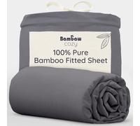 Bambaw 100% Bamboo Fitted Sheet 160x200 cm, Deep Pocket 35 cm, Super Soft Bedding Sheets 160x200 cm, Bedsheet Bamboo Fibre, Summer Cooling Bedding for Night Sweats, 160 x 200 Fitted Sheet (Charcoal)