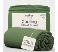 Bambaw 100% Bamboo Fitted Sheet 160x200 cm, Deep Pocket 35 cm, Super Soft Bedding Sheets 160x200 cm, Bedsheet Bamboo Fibre, Summer Cooling Bedding for Night Sweats, 160 x 200 Fitted Sheet (Olive)