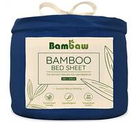 Bambaw 100% Bamboo Fitted Sheet 160x200 cm, Deep Pocket 35cm, Anti Allergy Bed Sheet, Antibacterial & Hypoallergenic Bedding, Anti Sweat Summer Bedding, 160x200 cm Fitted Sheets Bamboo (Navy Blue)