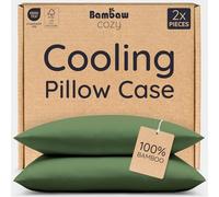 Bambaw 100% Bamboo Pillow Cases Pack of 2 50x75 cm, Soft Cooling Pillow Cases for Night Sweats, Bamboo Pillows Cases Pack of 2, Envelope Closure, Temperature Balancing Pillowcases 50x75 cm (Olive)