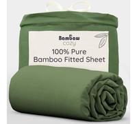 Bambaw 140x200 Fitted Sheet Bamboo, Deep Pockets 35cm, Luxury Hotel Bedding,100% Bamboo Sheets Double, Temperature Control & Hypoallergenic Bedsheets, Soft Fitted Bed Sheets Double 140x200 cm (Olive)