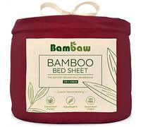 Bambaw 140x200 Fitted Sheet Double Bed Bamboo, Deep Pocket 35 cm, Anti Allergy Bedding, 100% Bamboo Bedding Double, Soft & Breathable Cooling Bed Sheets 140x200 cm, Oeko-Tex Certified (Burgundy)