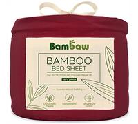 Bambaw 160x200 Fitted Sheet Bamboo, Deep Pocket 35 cm, Cooling Bedding for Night Sweats, Luxury Bamboo Sheets, 100% Bamboo Viscose Bedding Hypoallergenic, Hotel Quality Sheets 160x200 cm (Burgundy)
