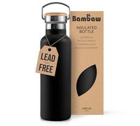 Bambaw 1l Insulated Water Bottle Metal, Reusable Water Bottle Stainless Steel 1l, Keeps Drinks Hot 12h & Cold 24h, Leak-Proof, Rust-Resistant, Easy to Carry & Great for Travel (Jet Black)