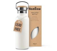 Bambaw 500 ml Insulated Water Bottle Metal, Stainless Steel Water Bottles 500ml, Double-Walled & Rust-Resistant, Leak-Proof, Lightweight & Perfect for Travel (Polar White)