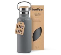 Bambaw 750 ml Stainless Steel Water Bottle, Metal Insulated Water Bottles 750ml, Leak-Proof & Rust-Resistant, Wide Mouth for Easy Cleaning, Great for Work, Gym or Outdoors (Stormy Grey)