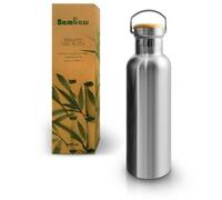 Bambaw Insulated Stainless Steel Water Bottle 1l for Hot & Cold Drinks, 1ltr Insulated Water Bottle Metal, Wide Mouth Fits Tea Infuser, Lightweight & Easy to Carry for School or Gym (Natural Steel)