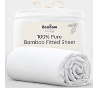 Bambaw Bamboo Bed Fitted Sheet 160x200 cm, Deep Pocket 35 cm, Hotel Quality Super Soft Bedding, 100% Bamboo Cool Sheets for Summer, Anti Sweat & Anti Dust Mite Bedding, 160x200 Fitted Sheet (White)