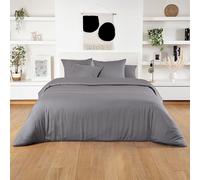 Bambaw Bamboo Double Duvet Cover, 200x200 cm, Cooling Bed Sheets for Summer, 100% Bamboo Bedding Double, Anti Allergy Bedding, Soft & Breathable Cold Sheets for Sleeping 200x200 cm (Dark Grey)