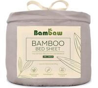 Bambaw Bamboo Double Fitted Sheet 140x200 cm, Deep Pocket 35 cm, Anti Allergy Bedding, 100% Bamboo Sheets, Cool Summer Bedding for Night Sweats, Cooling Fitted Sheet Double 140x200 cm (Grey)