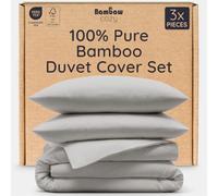 Bambaw Bamboo Duvet Cover Set, 3-Piece King Size Duvet Cover Set (240 x 220 cm) with a Bamboo Pillow Cases Pack of 2 (50 x 75 cm), Cooling, Moisture Wicking & Gentle on Sensitive Skin (Moonlight Gray)
