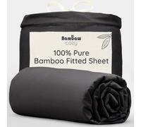 Bambaw Bamboo Fitted Sheet 160x200 cm, Deep Pocket 35cm, Anti Dust Mite Bedding, Bedsheet Bamboo Fibre, Allergy Friendly Cooling Sheets for Night Sweats, Super Soft Bedding Sheets 160x200 cm (Black)