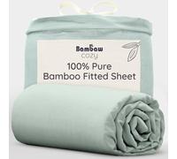 Bambaw Bamboo Fitted Sheet King Size 150x200 cm, Deep Pocket 35cm, Anti Allergy Sheets, 100% Bamboo Bedding, Elasticated Soft Anti Dust Mite Bedding, Cooling Sheets King Size 150x200 cm (Sea Glass)