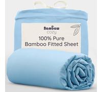 Bambaw Bamboo Fitted Sheet King Size 150x200 cm, Deep Pocket 35cm, Anti Allergy Sheets, 100% Bamboo Bedding, Elasticated Soft Anti Dust Mite Bedding, Cooling Sheets King Size 150x200 cm (Light Blue)