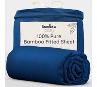Bambaw Bamboo Fitted Sheet Single Bed, 90x190 cm, Deep Pocket 35cm, Hotel Luxury Bedding, Bedsheet Bamboo Fibre, Anti Dust Mites & Super Soft Bedding, Cool Single Fitted Sheets 90x190 cm (Navy Blue)