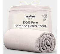 Bambaw Bamboo Fitted Sheet Super King Size 180x200 cm, Deep Pocket 35 cm, Luxury Hotel Quality Sheets, 100% Bamboo Cooling Bed Sheets, Anti Allergy Super Soft Bedding, Super King Size Bedding (Sand)