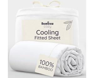 Bambaw Bamboo Fitted Sheet Super King Size 180x200 cm, Deep Pocket 35 cm, Luxury Hotel Quality Sheets, 100% Bamboo Cooling Bed Sheets, Anti Allergy Super Soft Bedding, Super King Size Bedding (White)