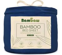 Bambaw Bamboo King Size Fitted Sheet 150x200 cm, Deep Pocket 35cm, Anti Allergy Bedding, Cool Sheets for Sleeping, Antibacterial Summer Bedding, Bamboo Fitted Sheets King Size 150x200 cm (Navy Blue)